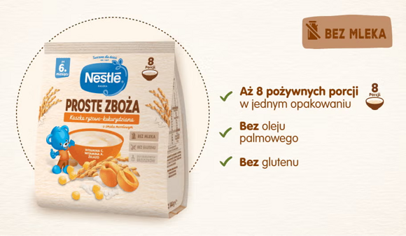 Nestlé Proste Zboża Kaszka ryżowo-kukurydziana o smaku morelowym - benefity Nestlé Proste Zboża Kaszka ryżowo-kukurydziana o smaku morelowym - benefity