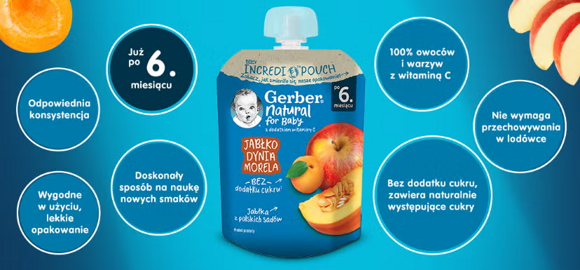 Gerber deserek w tubce jabłko dynia morela benefity produktu Gerber deserek w tubce jabłko dynia morela benefity produktu