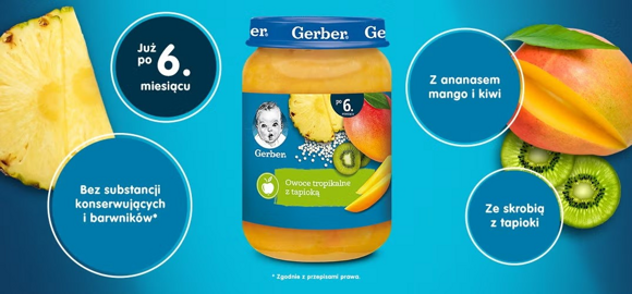 Gerber Owoce tropikalne z tapioką Gerber Owoce tropikalne z tapioką