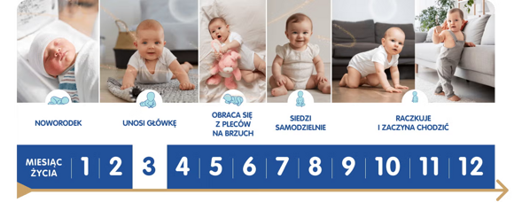 Kalendarz rozwoju dziecka z zaznaczonym trzecim miesiącem Kalendarz rozwoju dziecka z zaznaczonym trzecim miesiącem