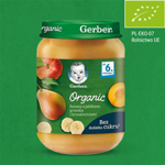 Gerber Organic Banany z jabłkiem, gruszką i brzoskwiniami